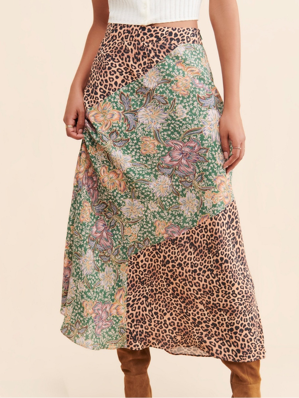 Kachel x Anthropologie mixed print slip skirt size 4 (hemmed)